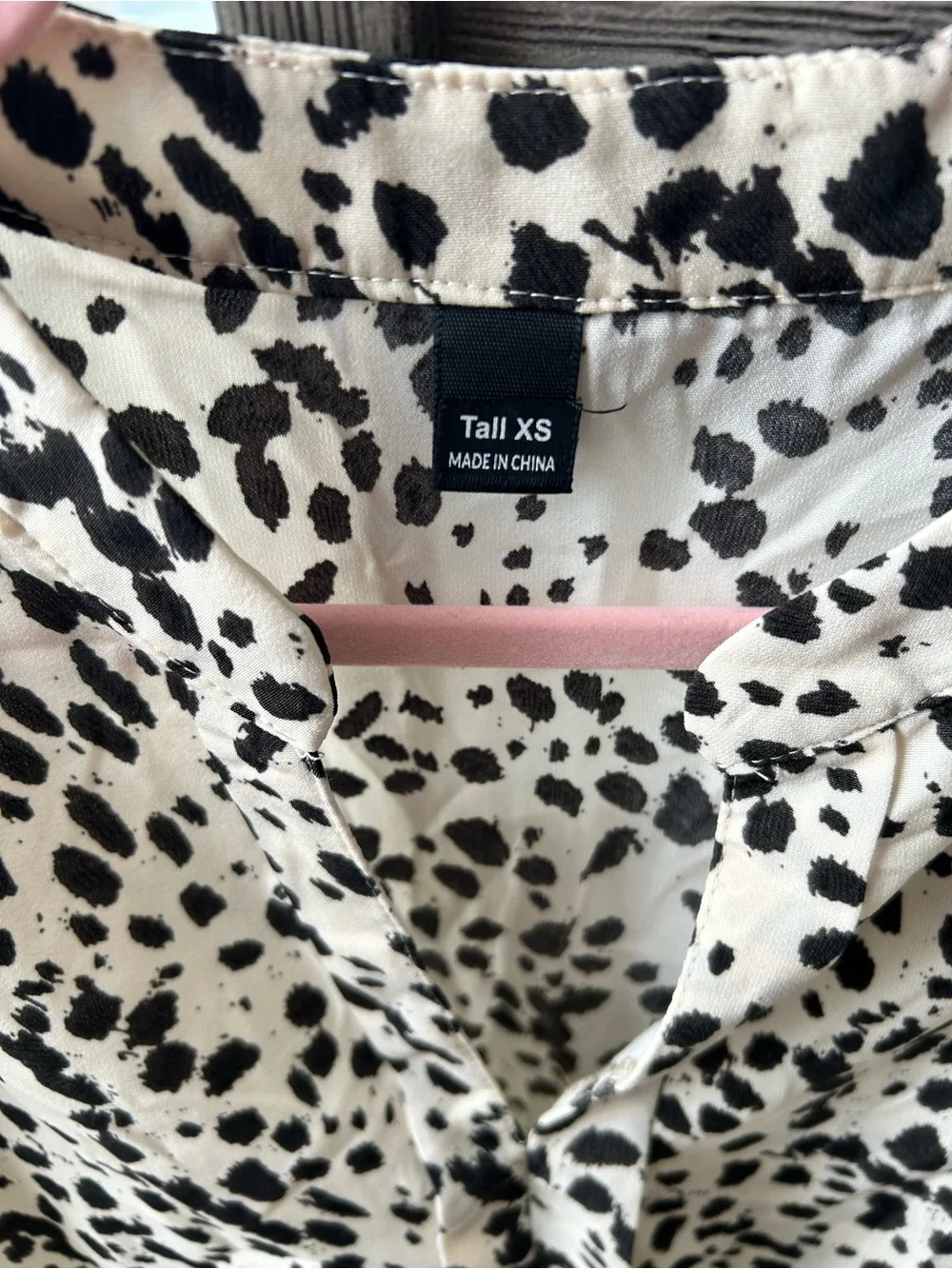 ZARA Cream and Black Dalmatian Print Gathered Puff Sleeve Blouse. BRAND NEW!